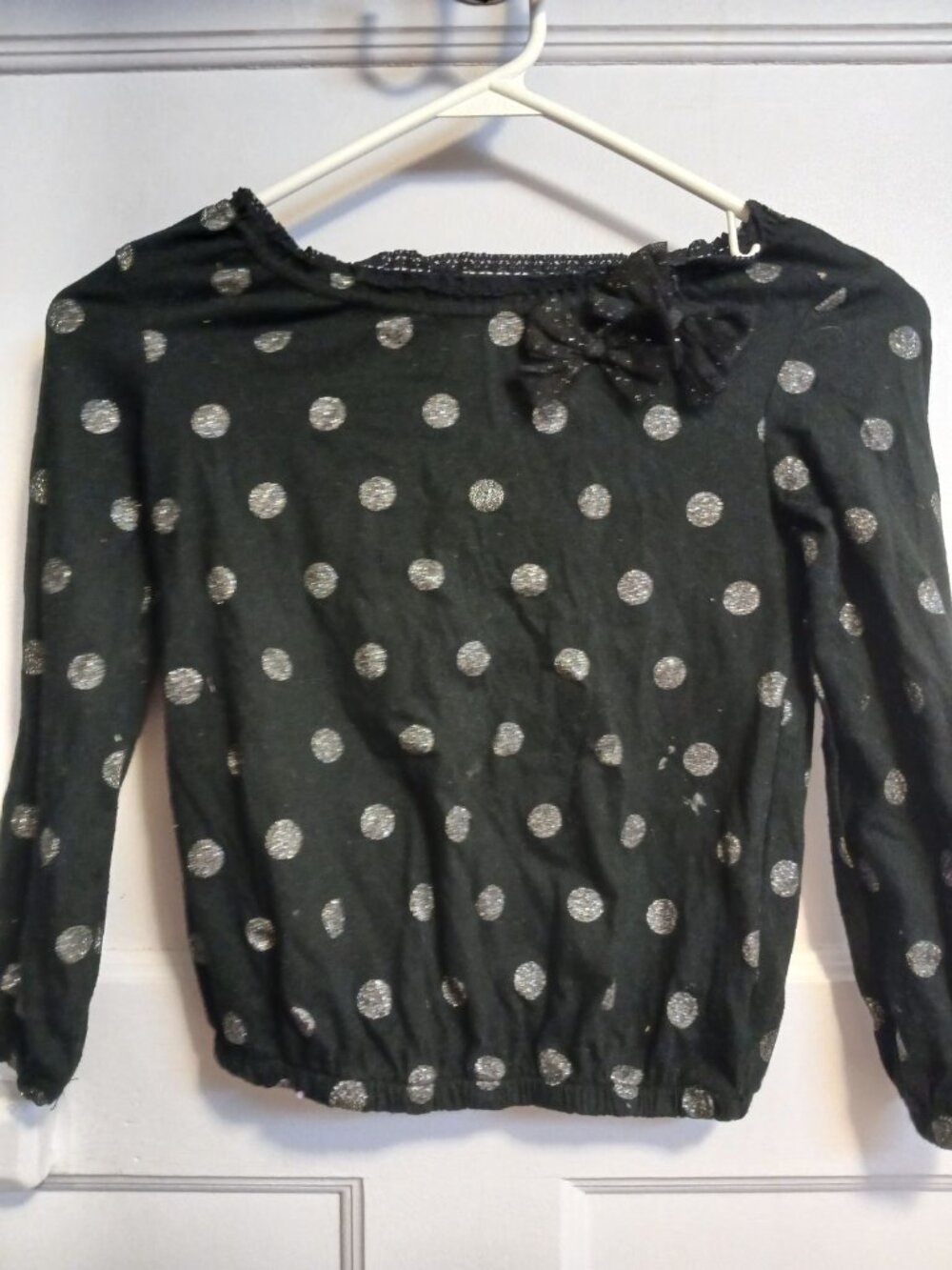 Cherokee Black and Silver Glitter Polka Dot Girls 5T shirt
